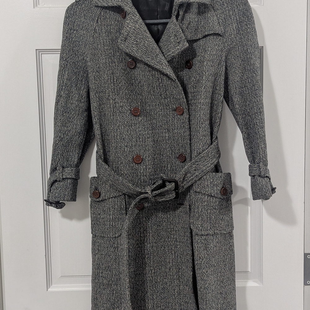 Miu Miu Gray Trench Coat with Belted Waist